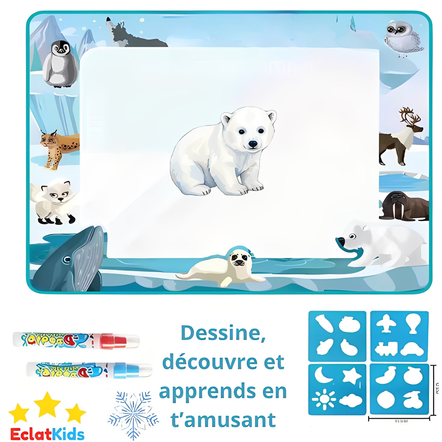 Tapis de dessin éducatif avec stylo à eau réutilisable